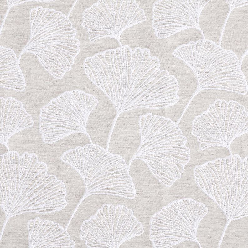 Decostof Jacquard grote ginkgo &ndash; nevelgrijs/ivoor,  image number 1