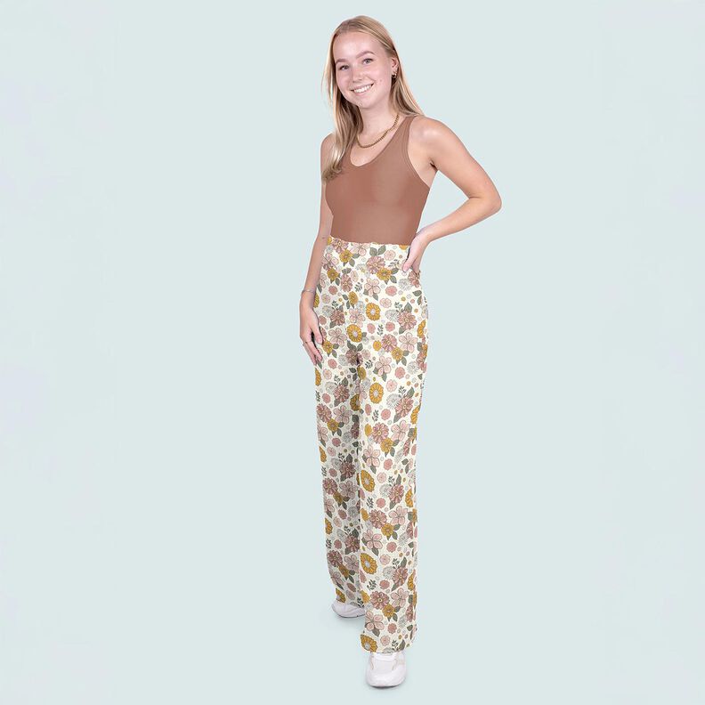 Mousseline/dubbel gehaakte stoffen Retro bloemen – wit, image number 5