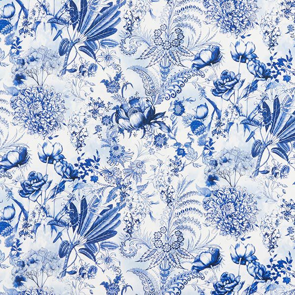 Decostof Canvas weelderige bloemen 280 cm – koningsblauw/wit, image number 1