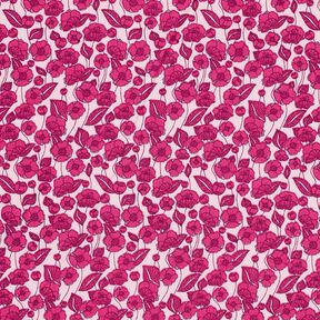 Katoenpopeline Bloemenranken – lichtroze/purper, 