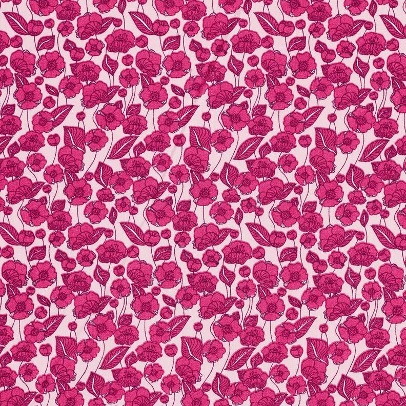 Katoenpopeline Bloemenranken – lichtroze/purper,  image number 1