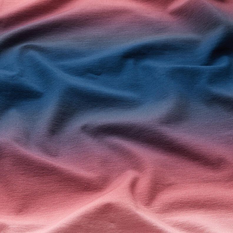 Katoenjersey Ombre | Glitzerpüppi – nachtblauw/licht bessen,  image number 2
