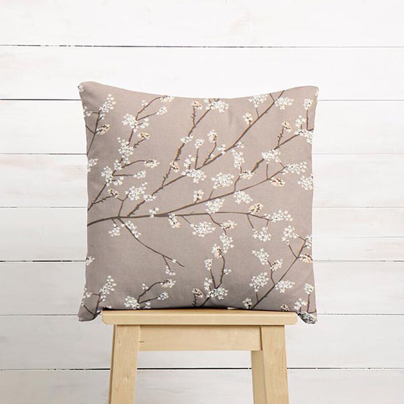 Decostof Half panama Bloeiende takken – taupe,  image number 7