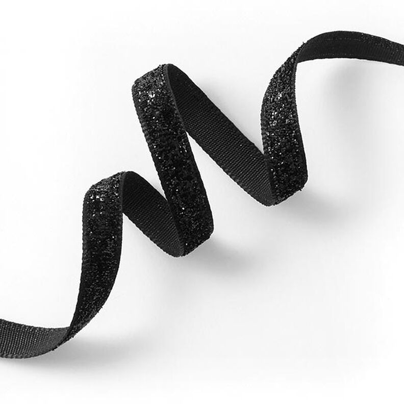 Fluweelband Effen Metallic [10 mm] – zwart,  image number 1