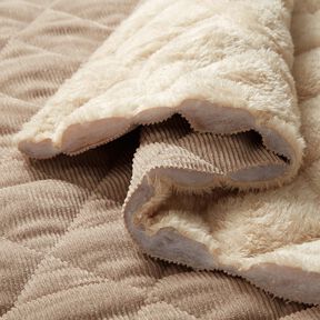 Doorgestikte stof Corduroy met bonten ruiten – taupe, 