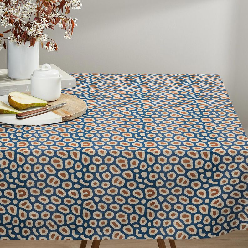 Decostof Half panama abstract luipaardpatroon – blauw/cashew,  image number 7