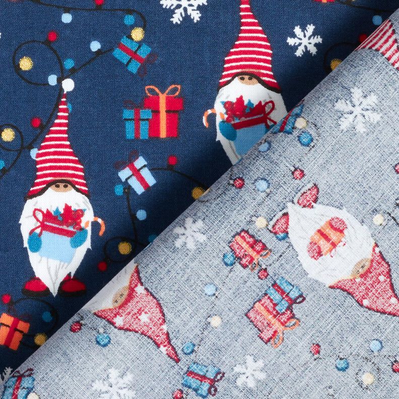 Katoenen stof Popeline Kerstkabouters – marineblauw/rood, image number 4