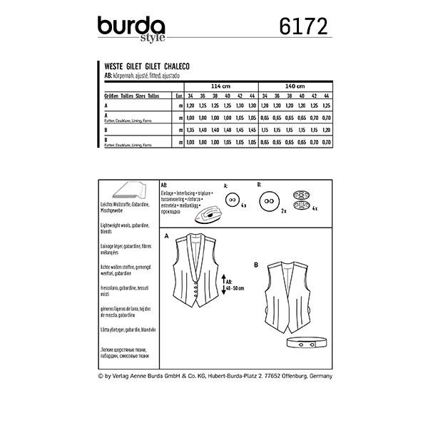 Vest, Burda 6172 | 34-44, image number 9