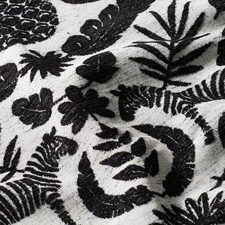Chenille-Jacquard Barok jungle – zwart/ecru, 