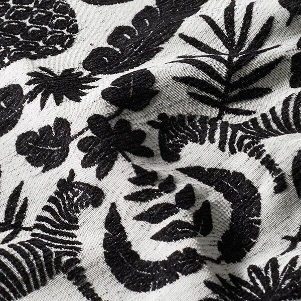 Chenille-Jacquard Barok jungle – zwart/ecru, image number 2