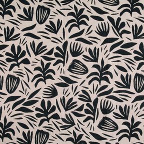 Decostof Gobelin abstracte planten – lichtbeige/zwart, 