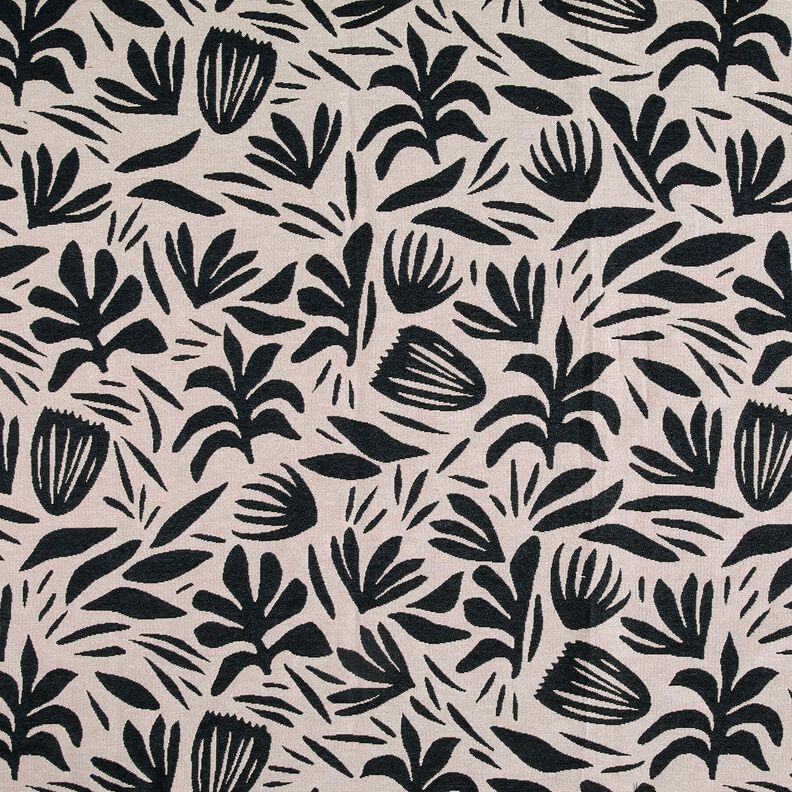 Decostof Gobelin abstracte planten – lichtbeige/zwart, image number 1