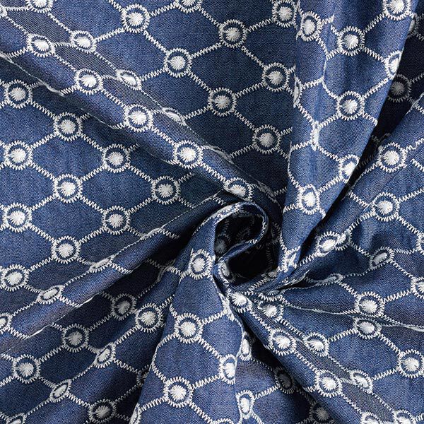 Chambray geborduurde diamanten – jeansblauw, image number 4