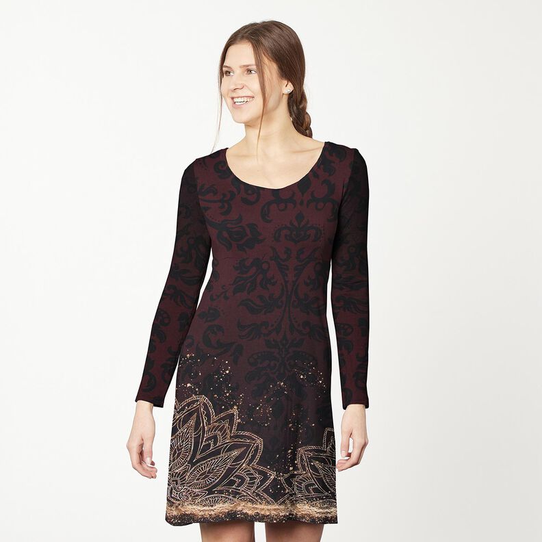 KatoenjerseyBorduurstof Mandala met gouden spikkels | Glitzerpüppi – zwartbruin/goud,  image number 6