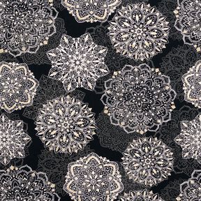 Katoenjersey Mandala‘s | Glitzerpüppi – zwart/zilvergrijs, 