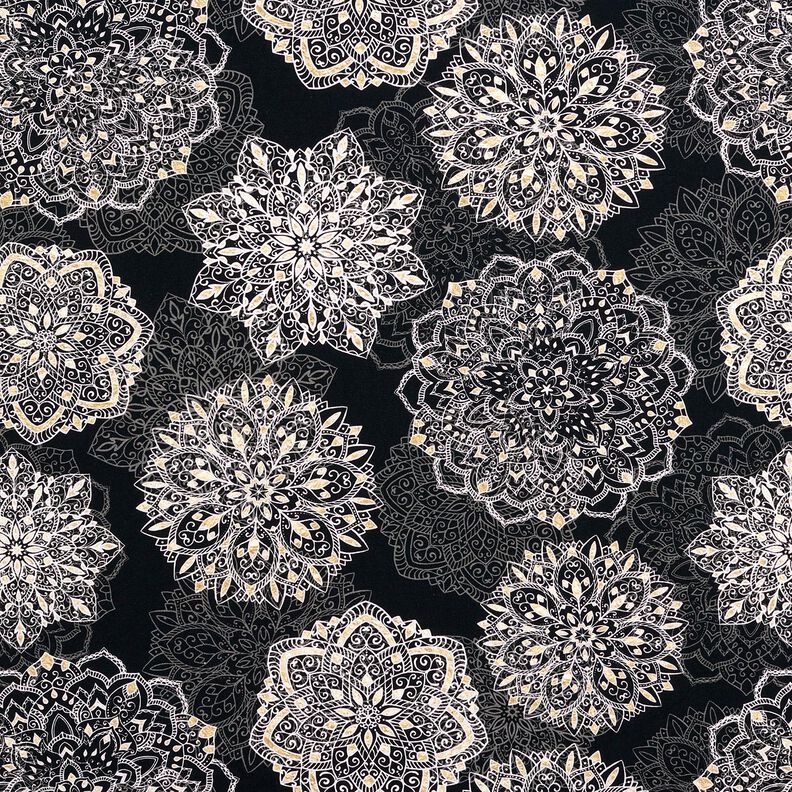 Katoenjersey Mandala‘s | Glitzerpüppi – zwart/zilvergrijs,  image number 1