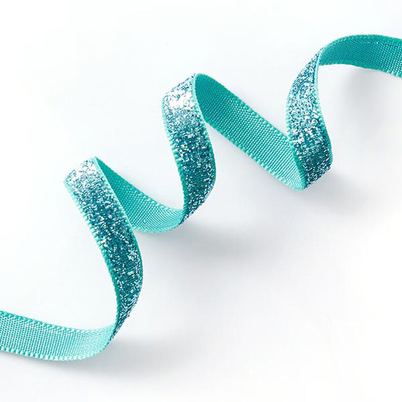 Fluweelband Effen Metallic [10 mm] – aquablauw,  image number 1