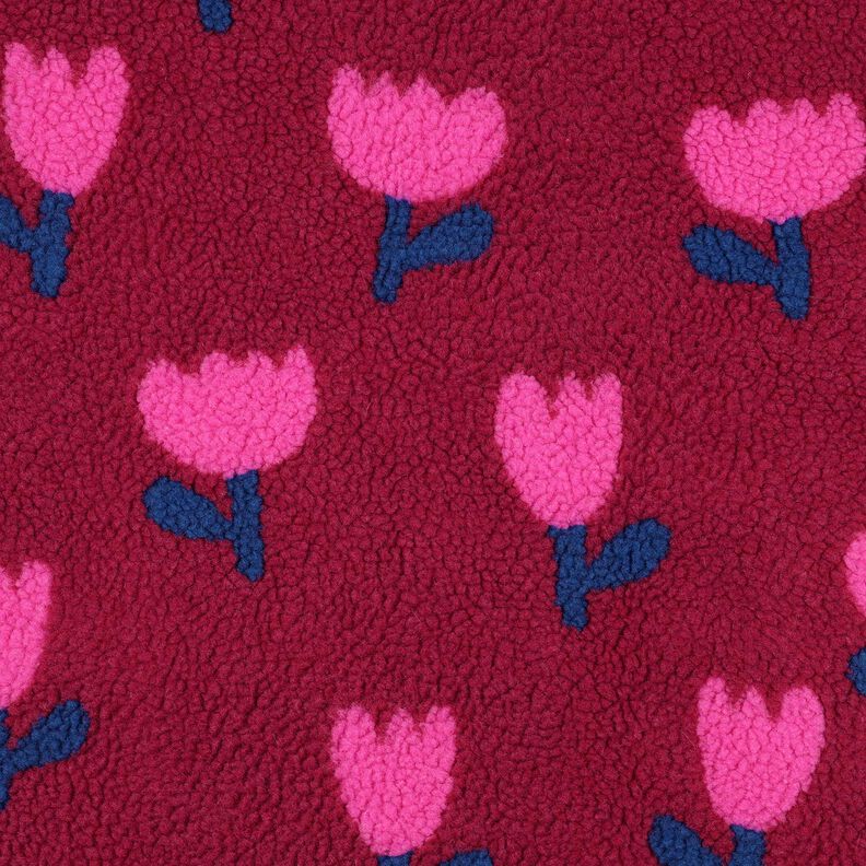 Teddy pluche tulpen | Poppy Fabrics – karmijnrood,  image number 1