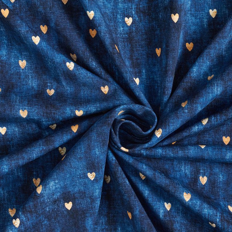Katoenjersey gouden harten | Glitzerpüppi – indigo,  image number 3