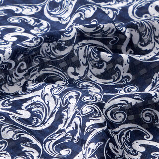 Georgette etskant ruit Jugendstilmotief – marineblauw, 