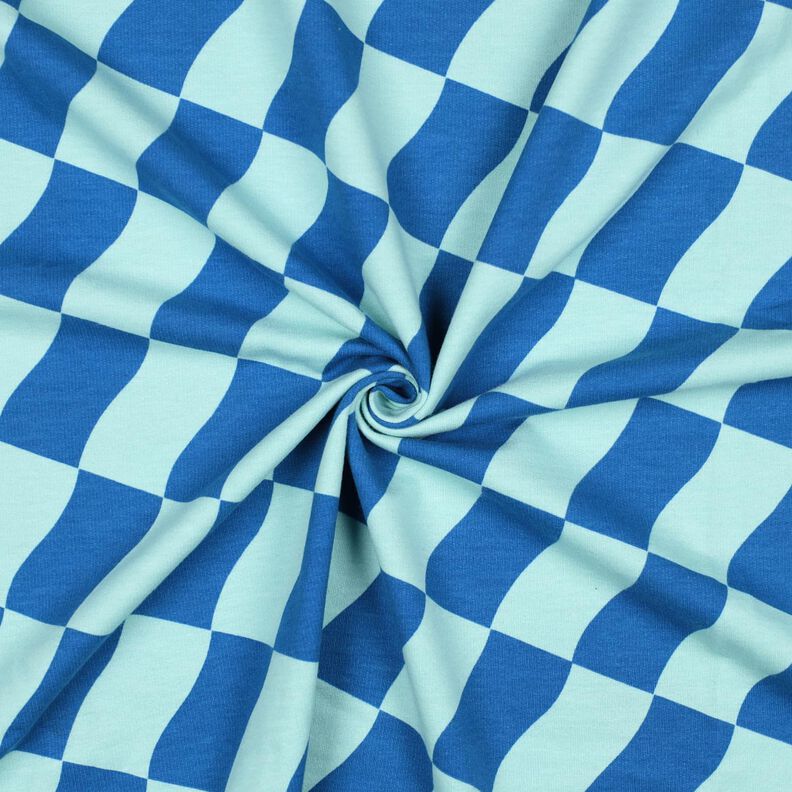 Softsweat golvende ruit| Poppy Fabrics – koningsblauw/ijsblauw,  image number 3