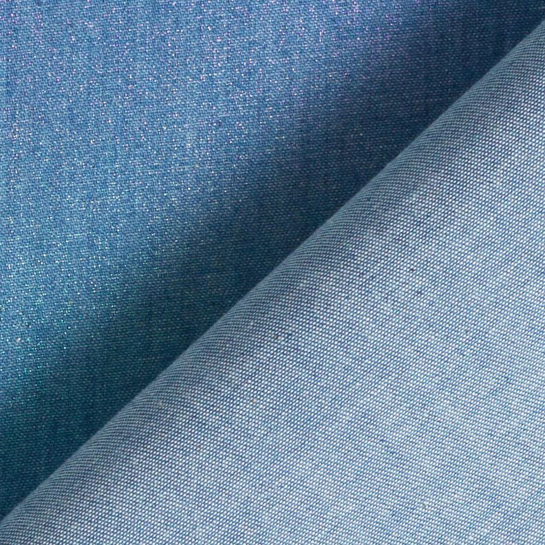 Chambray Regenboogglans Foliedruk | Poppy Fabrics – jeansblauw/kleurenmix,  image number 4