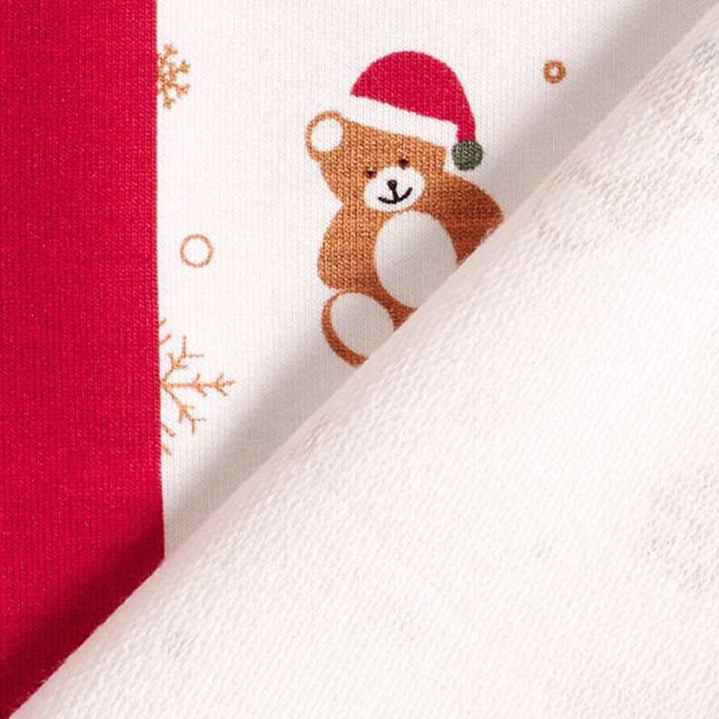 Panel French Terry sommersweat Kerst teddybeer – ecru/rood,  image number 5