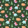 French Terry sommersweat Babydinosaurus in kerstsfeer | Glitzerpüppi – donkergroen/chili,  thumbnail number 1