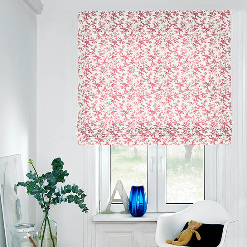 Katoenen stof Cretonne Vogels – rood/ecru,  image number 8