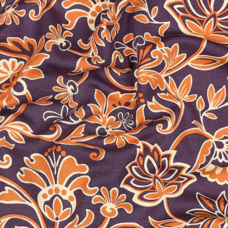 Romaniet jersey Paisley bloemen | Poppy Fabrics – lila, image number 2