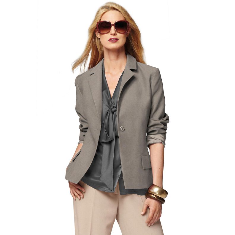 Bi-stretch gabardine – donkertaupe,  image number 6