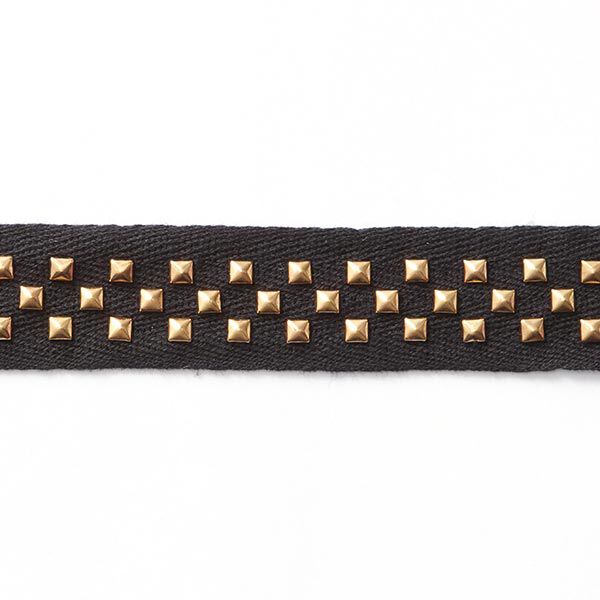 Webband met studs – zwart/goud, image number 2