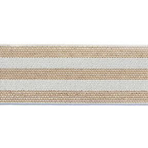 Gestreepte elastiek [40 mm] – lichtgrijs/goud, 