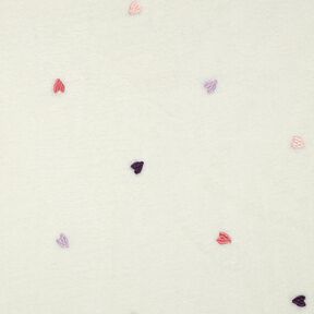 Teddy pluche geborduurde harten | Poppy Fabrics – ivoor/roos, 