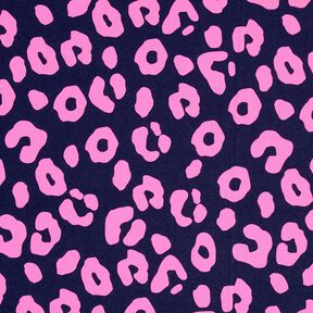French Terry sommersweat Jeanslook neon luipaardprint – nachtblauw/neon pink, 