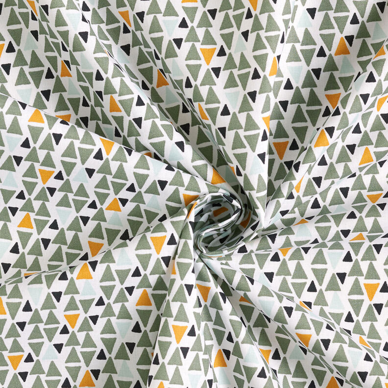 Katoenen stof Cretonne Mini-driehoekjes – riet/wit,  image number 3