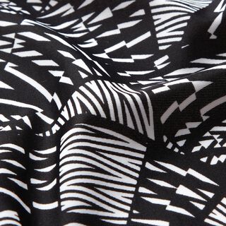 Badpakstof abstract grafisch patroon – zwart/wit, 