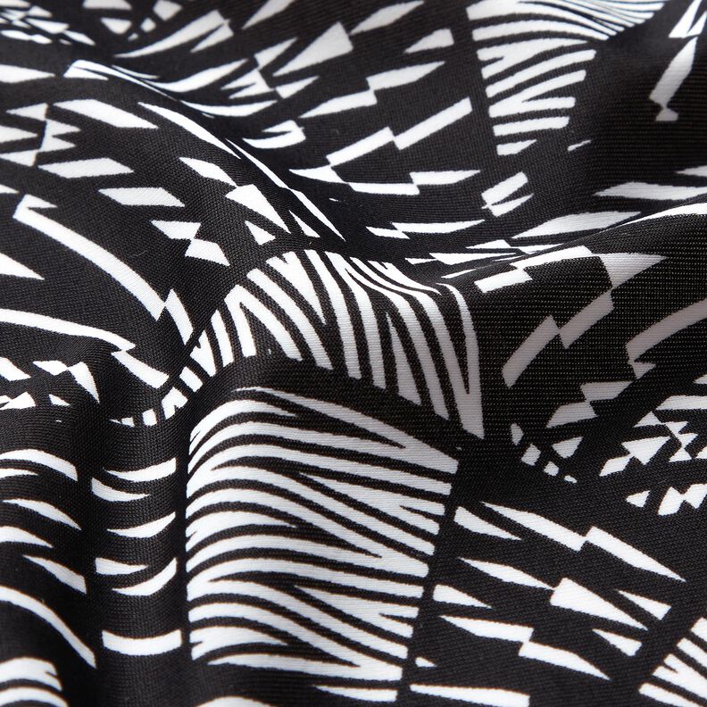 Badpakstof abstract grafisch patroon – zwart/wit,  image number 2