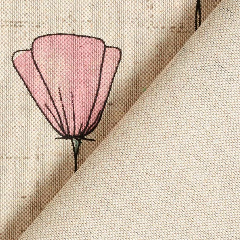Decostof Half panama gedroogde bloemen – natuur/roze,  image number 6