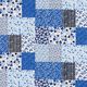 Katoenen stof Cretonne Patchwork-look – wit/blauw,  thumbnail number 1