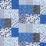 Katoenen stof Cretonne Patchwork-look – wit/blauw,  thumbnail number 1