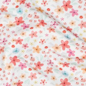 GOTS Katoenjersey kleurrijke bloemen Digitaal printen | Poppy Fabrics – wit/perzik, 