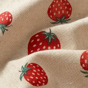 Decostof Half panama kleine aardbeien – rood/natuur, 