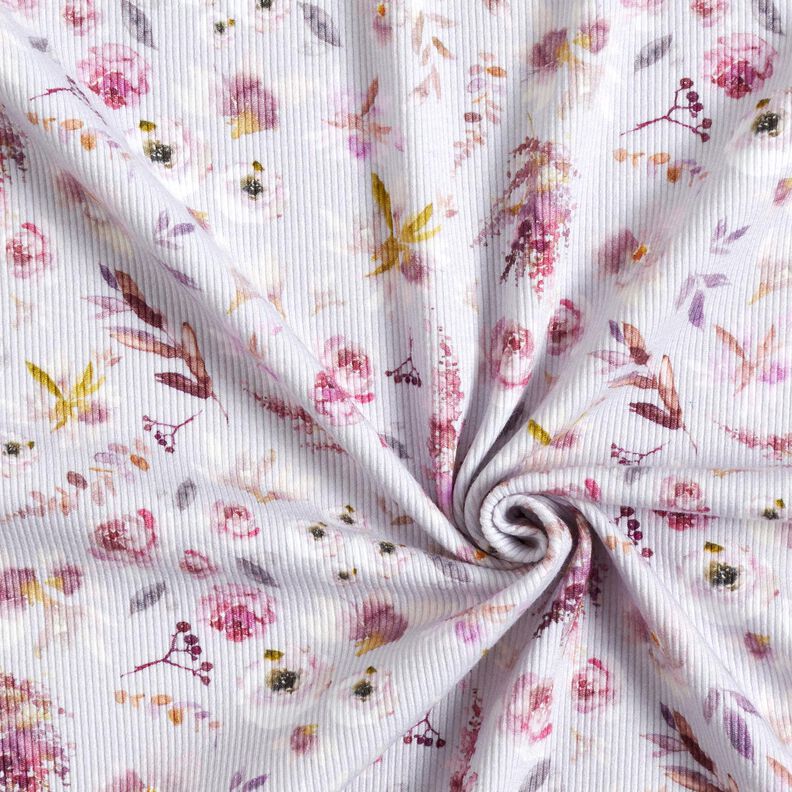Ribjersey delicate wilde bloemen digitale print – pastellila/roodlila, image number 3