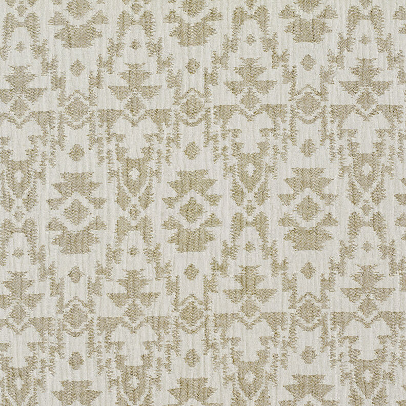 Mousseline/dubbel gehaakte stoffen Jacquard Aztekenpatroon | by Poppy licht kaki/nevelgrijs,  image number 1