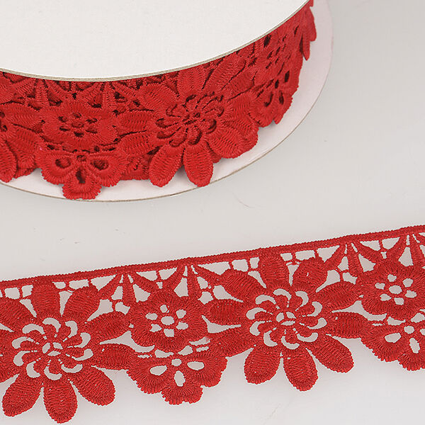Gebloemde kanten band – rood, image number 2