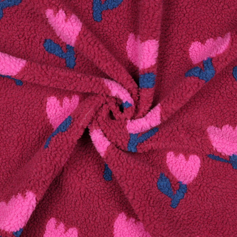 Teddy pluche tulpen | Poppy Fabrics – karmijnrood,  image number 3