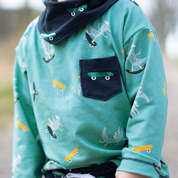Katoenjersey skate krokodil | PETIT CITRON – mint, image number 7