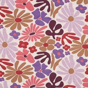 Sweatshirt geruwd Grote bloemen | Poppy Fabrics – natuur/merlot, 