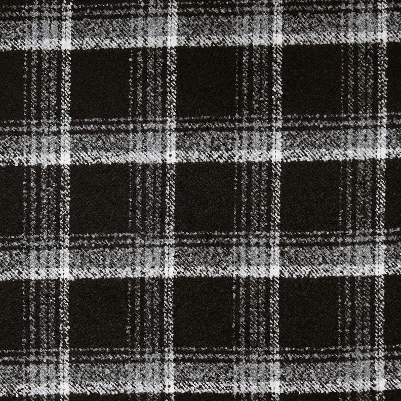 Mantelstof Bouclé ruiten – zwart/wit,  image number 1